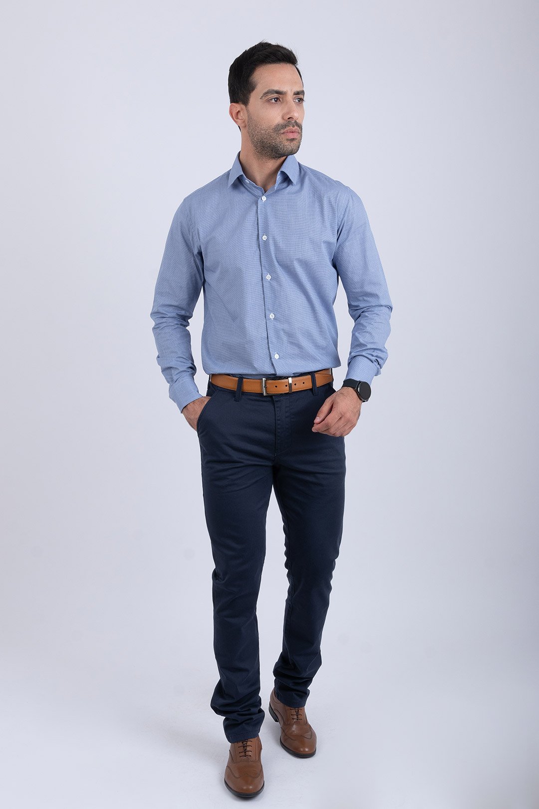 Chemise Bleu Petit Carreaux ref211 2 Chemise Bleu Petit Carreaux ref211 – Image 2