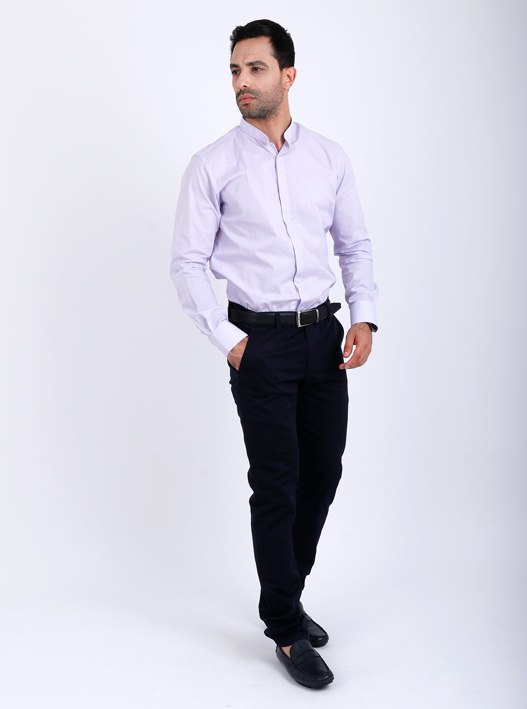 Chemise Col Mao Parme 2 Chemise Col Mao Parme – Image 2