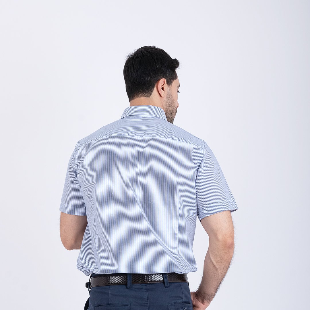 Chemise manche courte bleu 4 Chemise manche courte bleu – Image 4