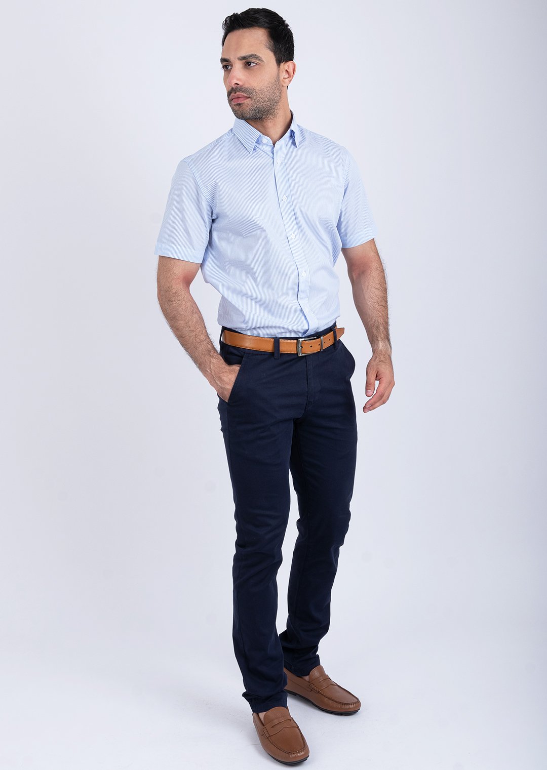 Chemise demi manche ciel rayure 4 Chemise demi manche ciel rayure – Image 4