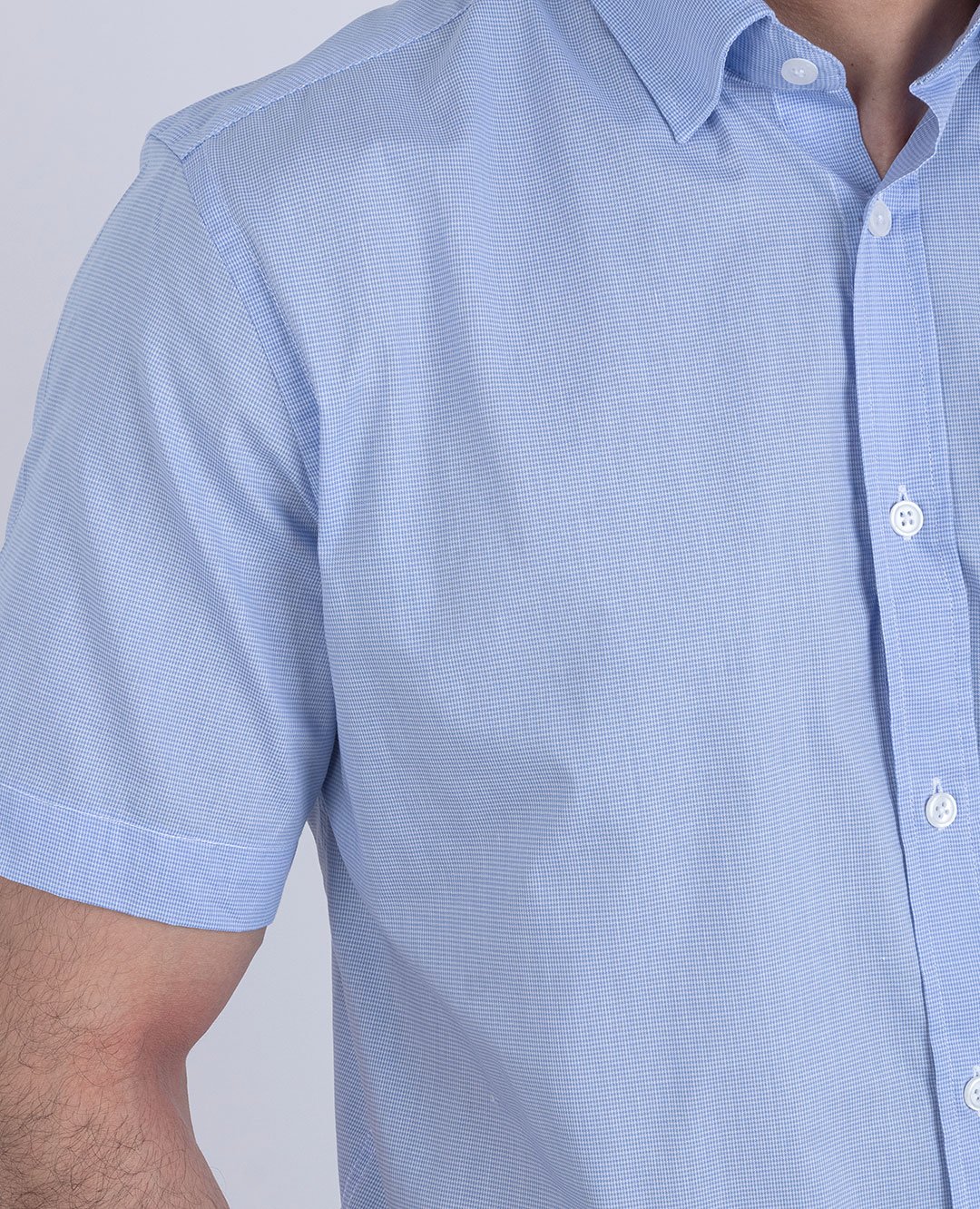 Chemise manche courte bleu carreaux 4 Chemise manche courte bleu carreaux – Image 4