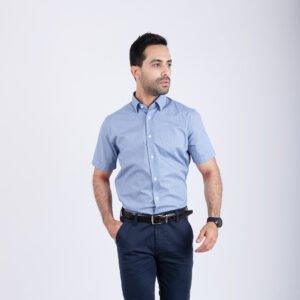 Chemise manche courte bleu carreaux