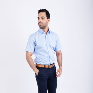 Chemise demi manche ciel petit carreaux