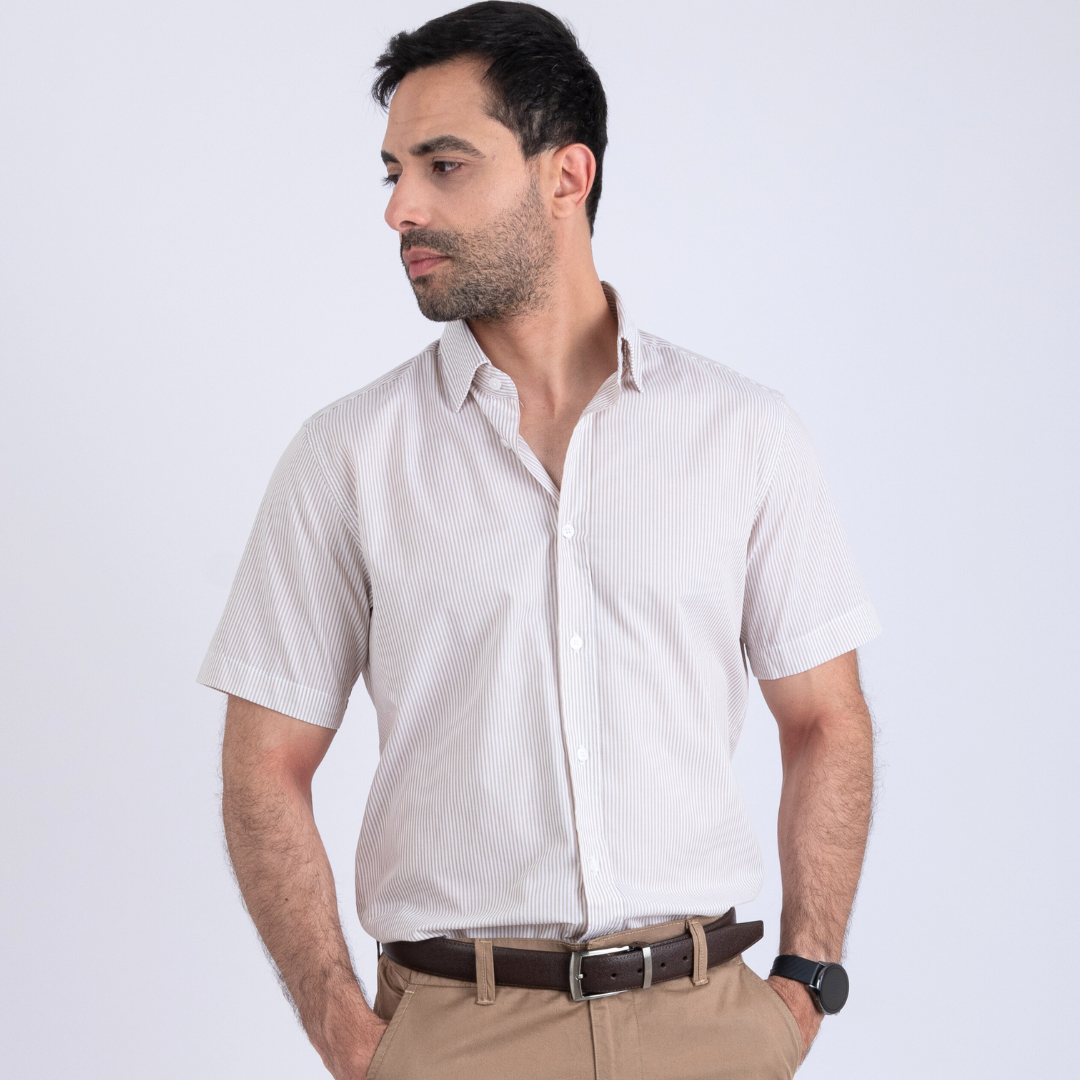 Chemise demi manche beige 1 Chemise demi manche beige