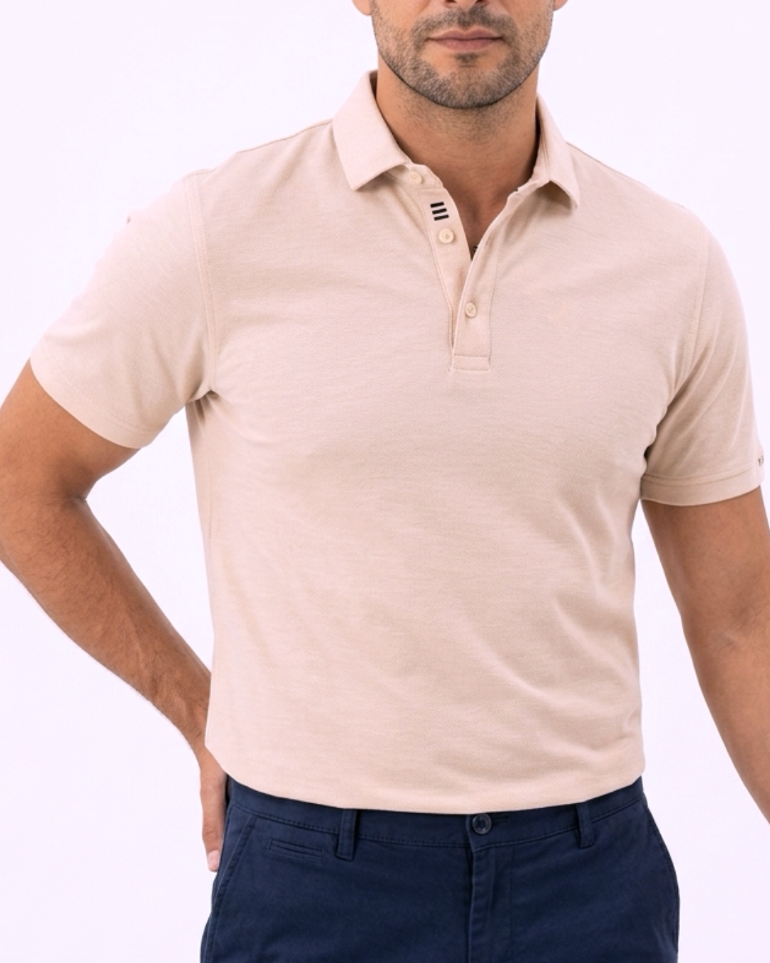 Polo Beige Rosé pour Homme– Coupe Droite 2 Polo Beige Rosé pour Homme– Coupe Droite – Image 2