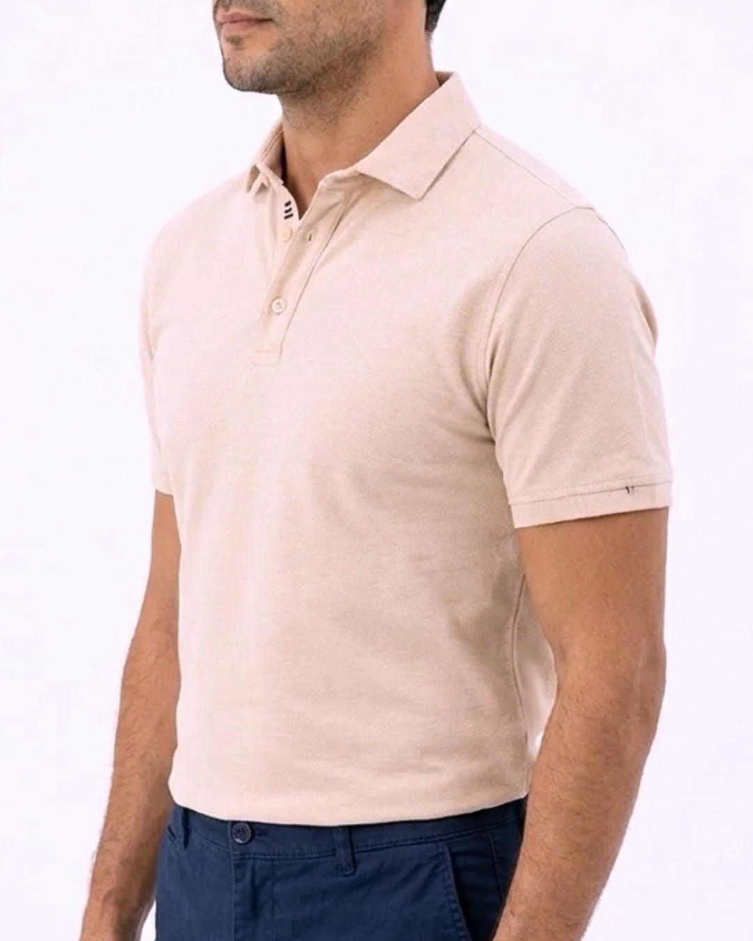 Polo Beige Rosé pour Homme– Coupe Droite 3 Polo Beige Rosé pour Homme– Coupe Droite – Image 3