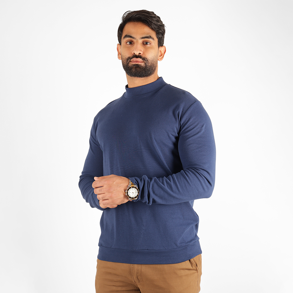 Pull Col Cheminé Bleu Roi