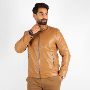 Veste Simili Cuir Camel
