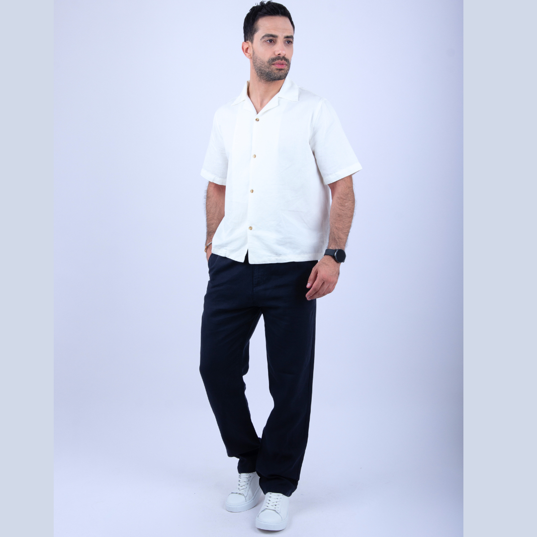 Pantalon Lin Bleu Ref142