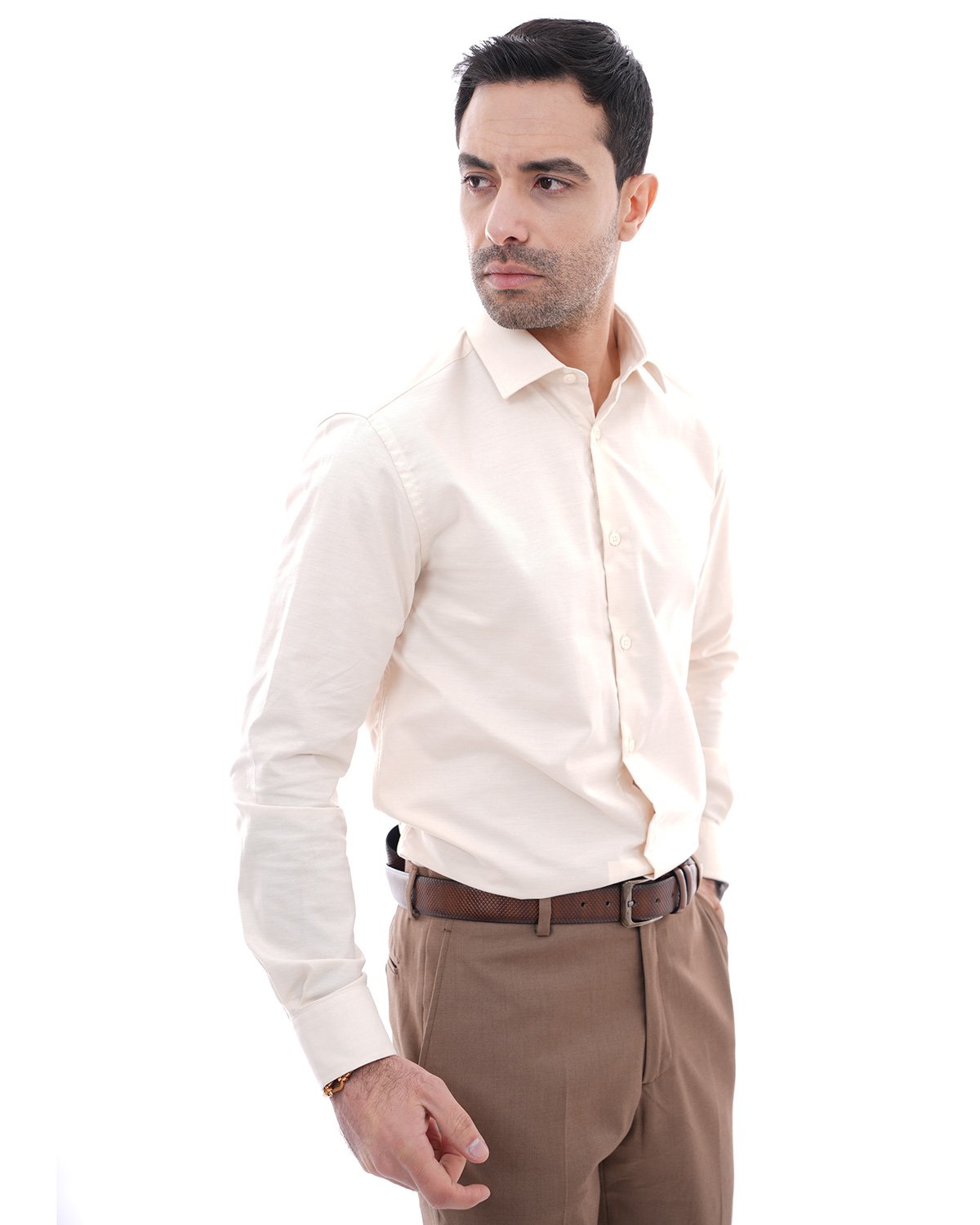 Chemise beige fil 2 Chemise beige fil – Image 2