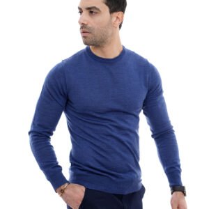 Pull col rond bleu
