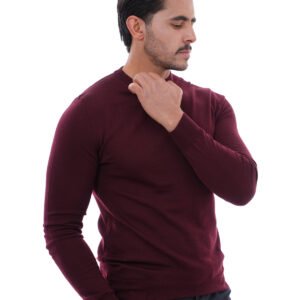 Pull col rond Bordeaux