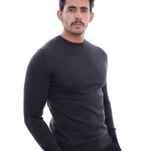 Pull col rond Gris  fonce