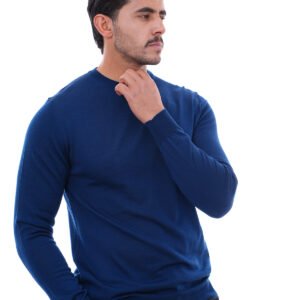 Pull col rond marine