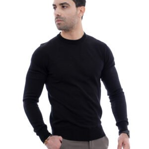 Pull col rond noir