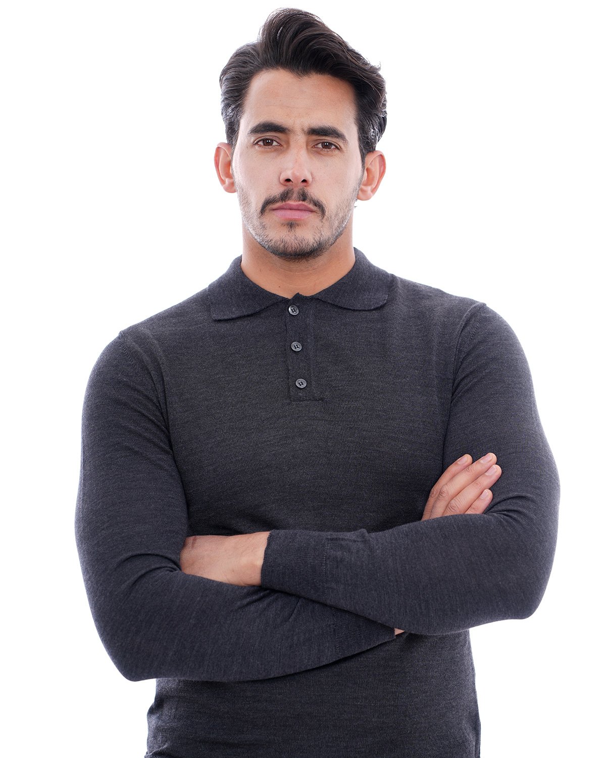 Pull col chemise gris fonc 2 Pull col chemise gris fonc – Image 2