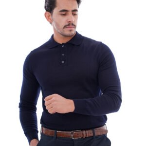 Pull col chemise marine