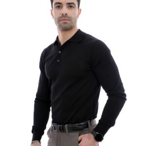 Pull col chemise noir