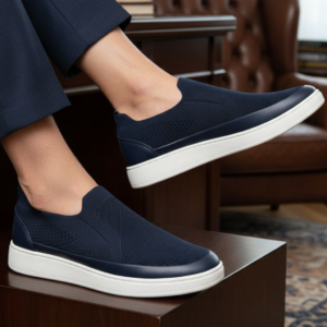 home 38 Basket slip-on homme maille bleu