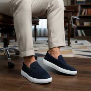 Mocassin Slip-On Homme Maille Bleu marine