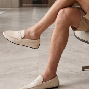 Mocassi homme blanc cassé
