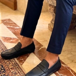 Mocassins Homme en Cuir Bleu Marine Simple