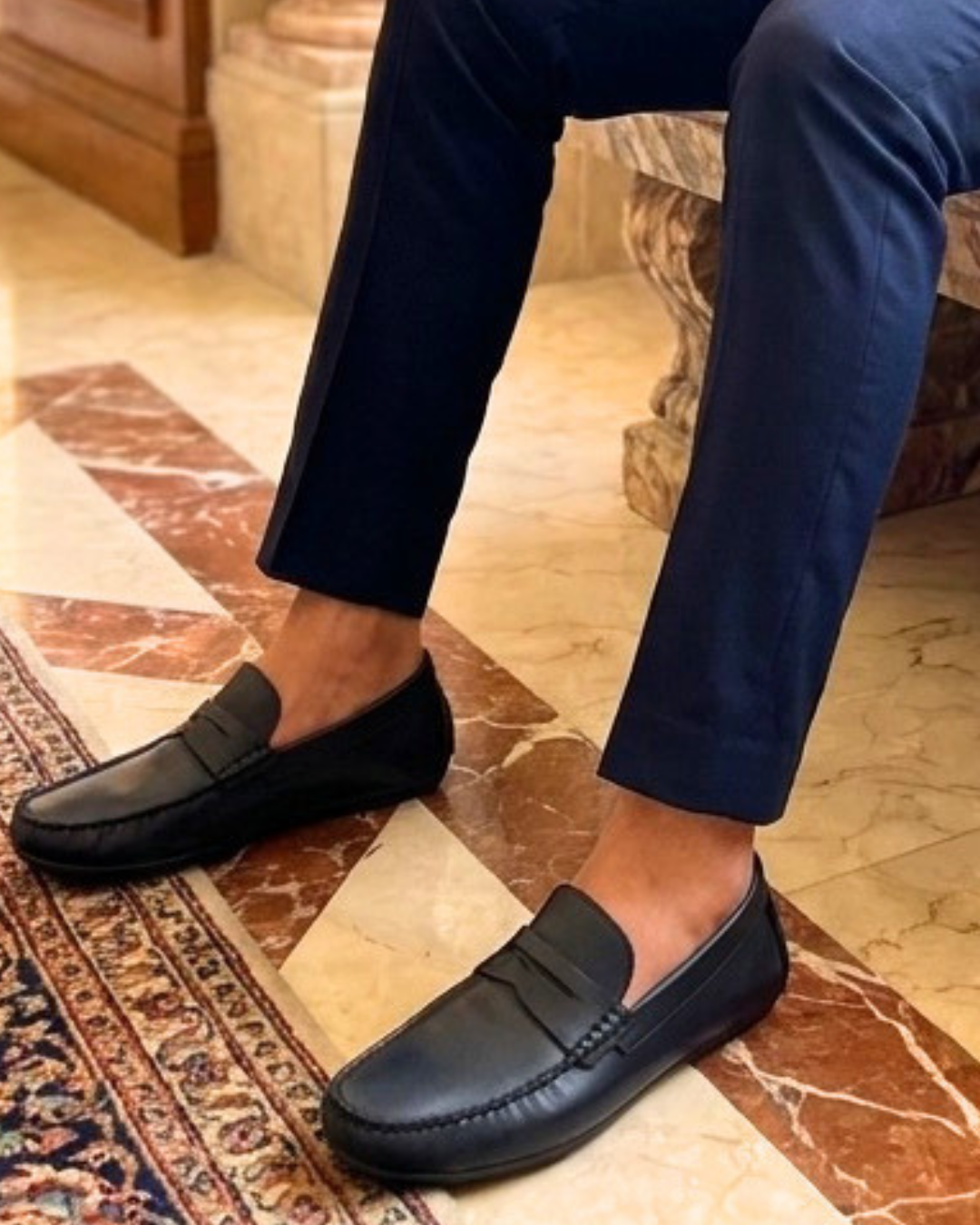 Mocassins Homme en Cuir Bleu Marine Simple 1 Mocassins Homme en Cuir Bleu Marine Simple