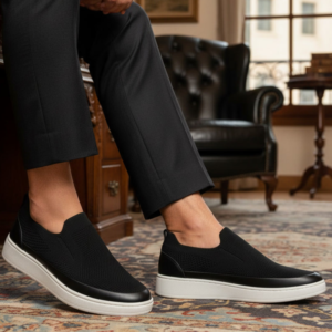 Basket slip-on homme maille bleu