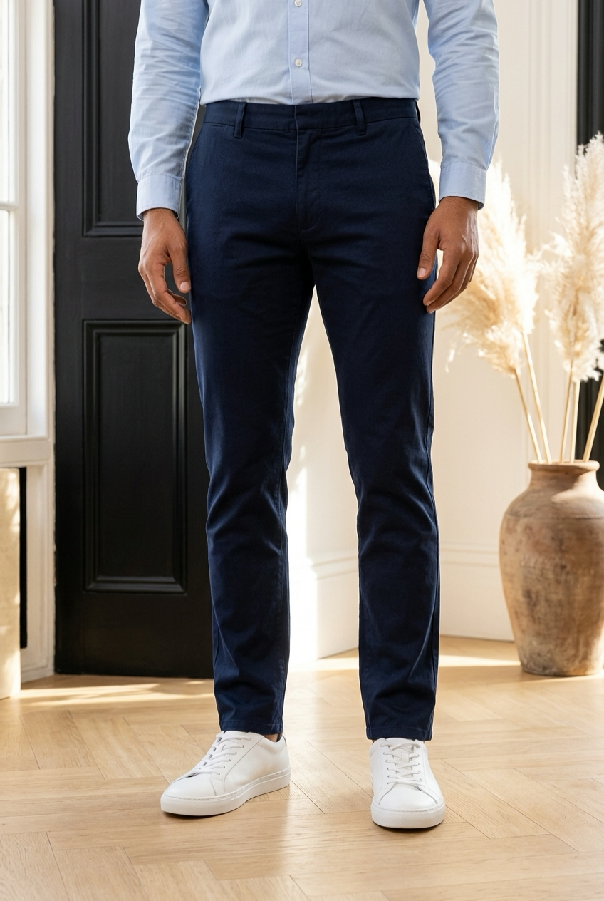 Pantalon Chino Homme Bleu Foncé -coupe droite 1 pantalon chino bleu foncé