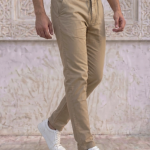 Pantalon Chino Beige Homme avec Cordon -coupe droite