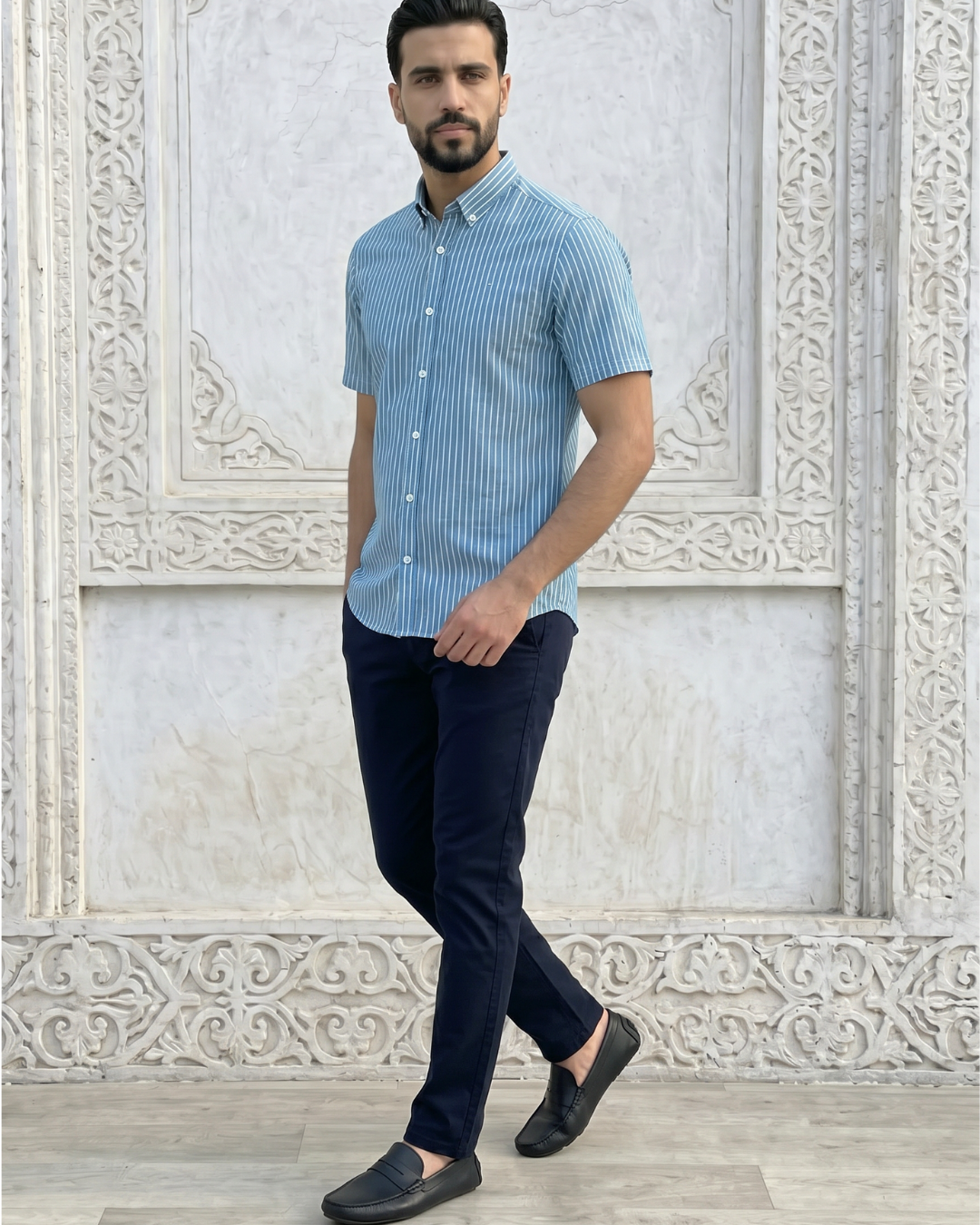 Chemise Lin Homme Bleu Turquoise 7 Chemise Lin Homme Bleu Turquoise – Image 7