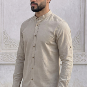 Chemise Col Mao Beige