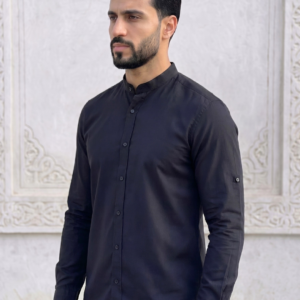 Chemise Col Mao Noir