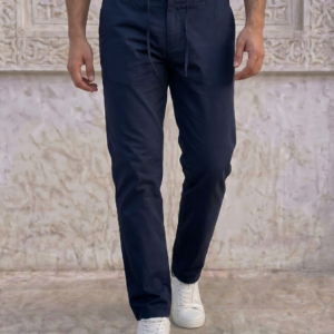Pantalon Chino Bleu Foncé Homme avec Cordon