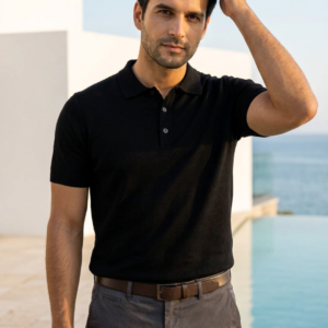 polo uni noir pour homme