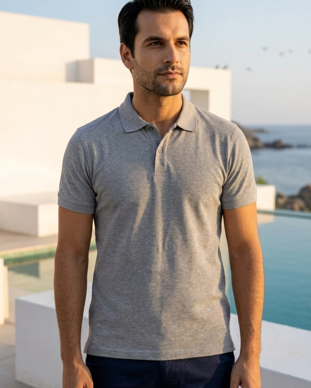Polo uni gris coton piqué 1 Polo gris homme-evasion