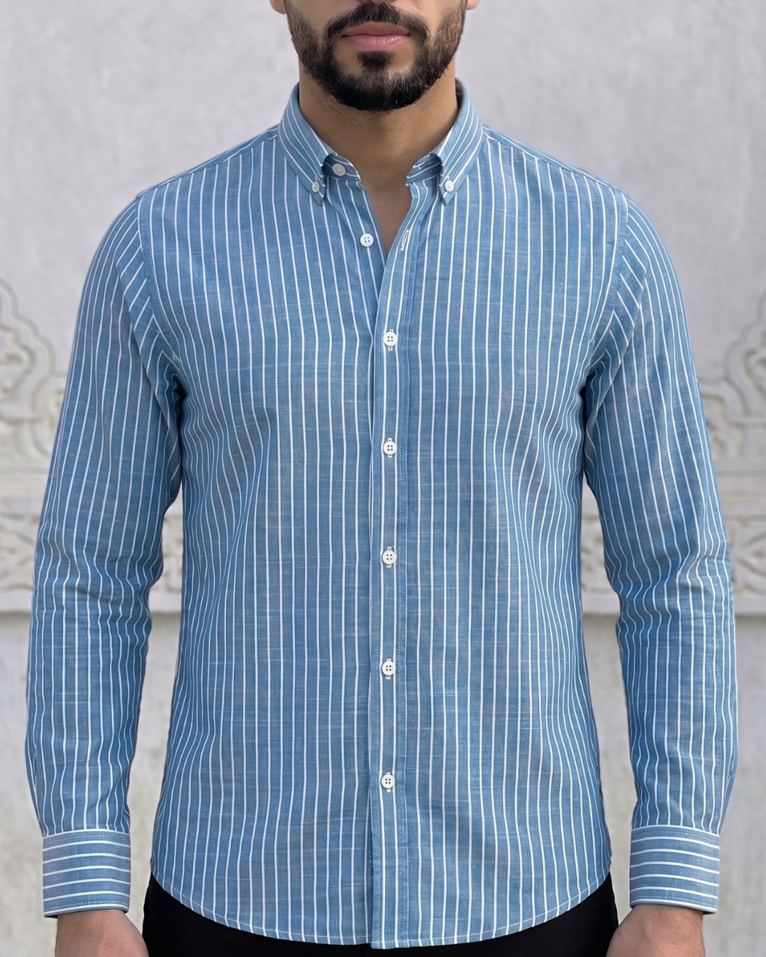 Chemise Lin Homme Turquoise Manche Longue 2 Chemise Lin Homme Turquoise Manche Longue – Image 2