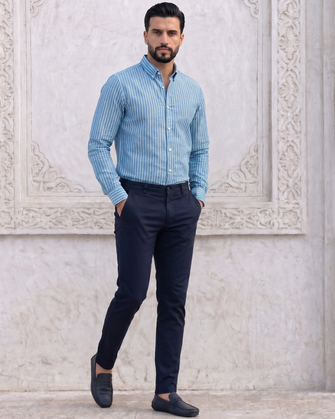 Chemise Lin Homme Turquoise Manche Longue 6 Chemise Lin Homme Turquoise Manche Longue – Image 6