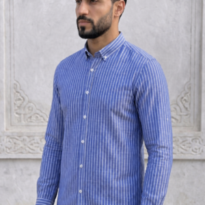 Chemise Lin Homme Bleu Manche Longue
