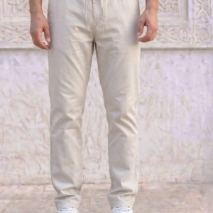 Pantalon Chino Ecru Homme avec Cordon