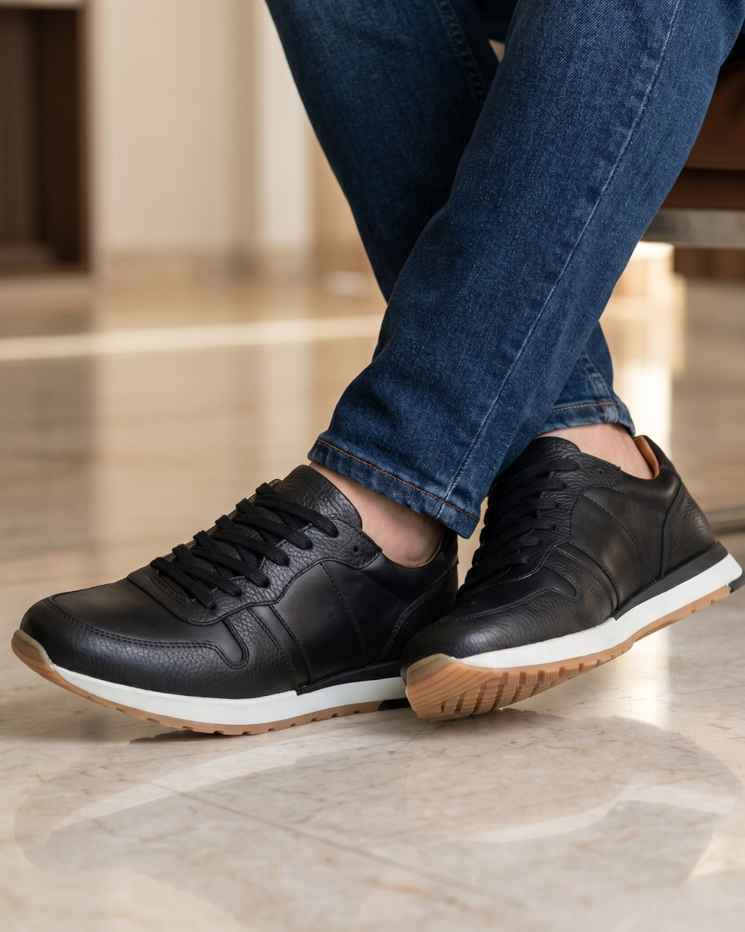 Chaussures sport chic en Cuir Noir 1 Chaussures sport chic en Cuir Noir