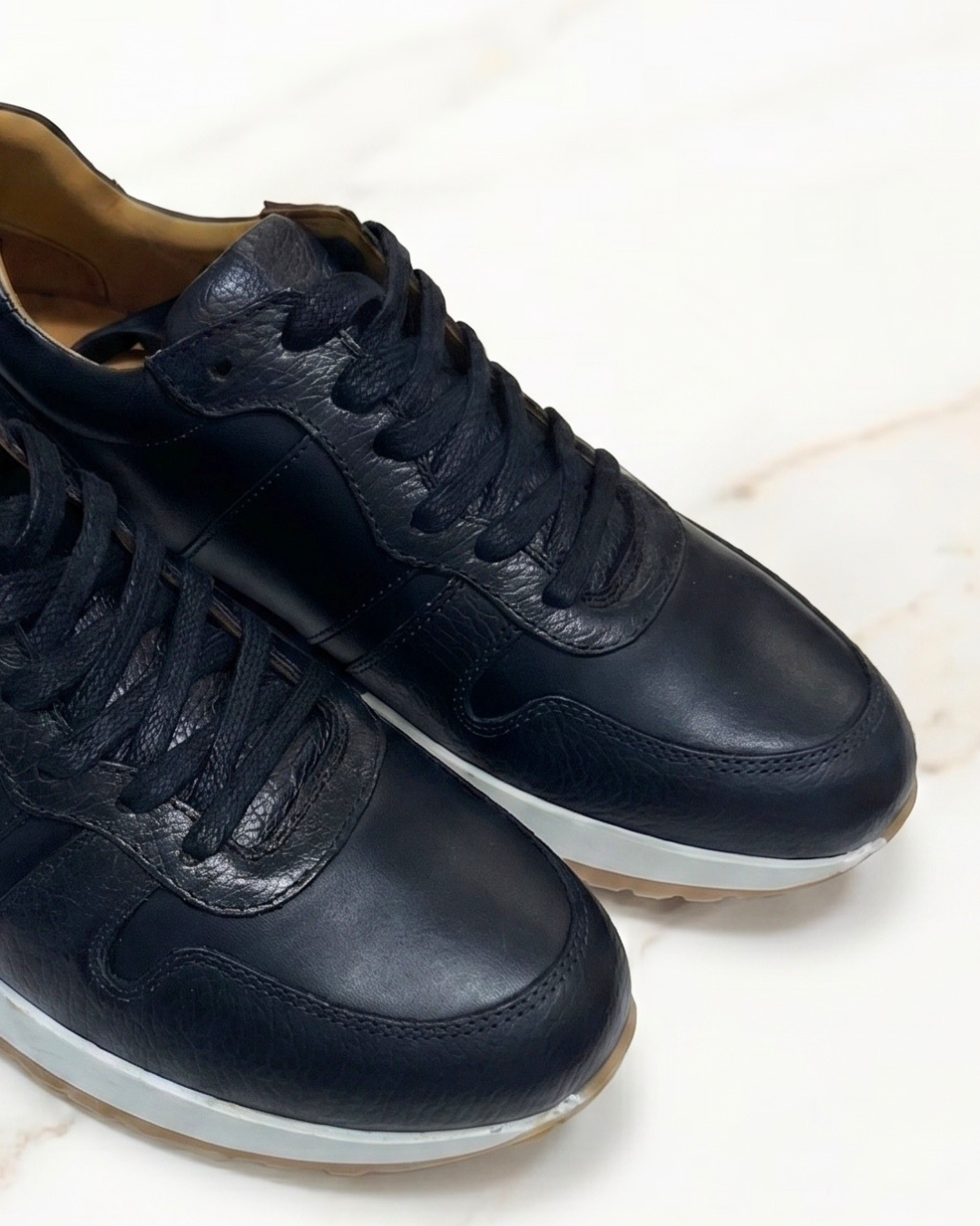 Chaussures sport chic en Cuir Noir 3 Chaussures sport chic en Cuir Noir – Image 3