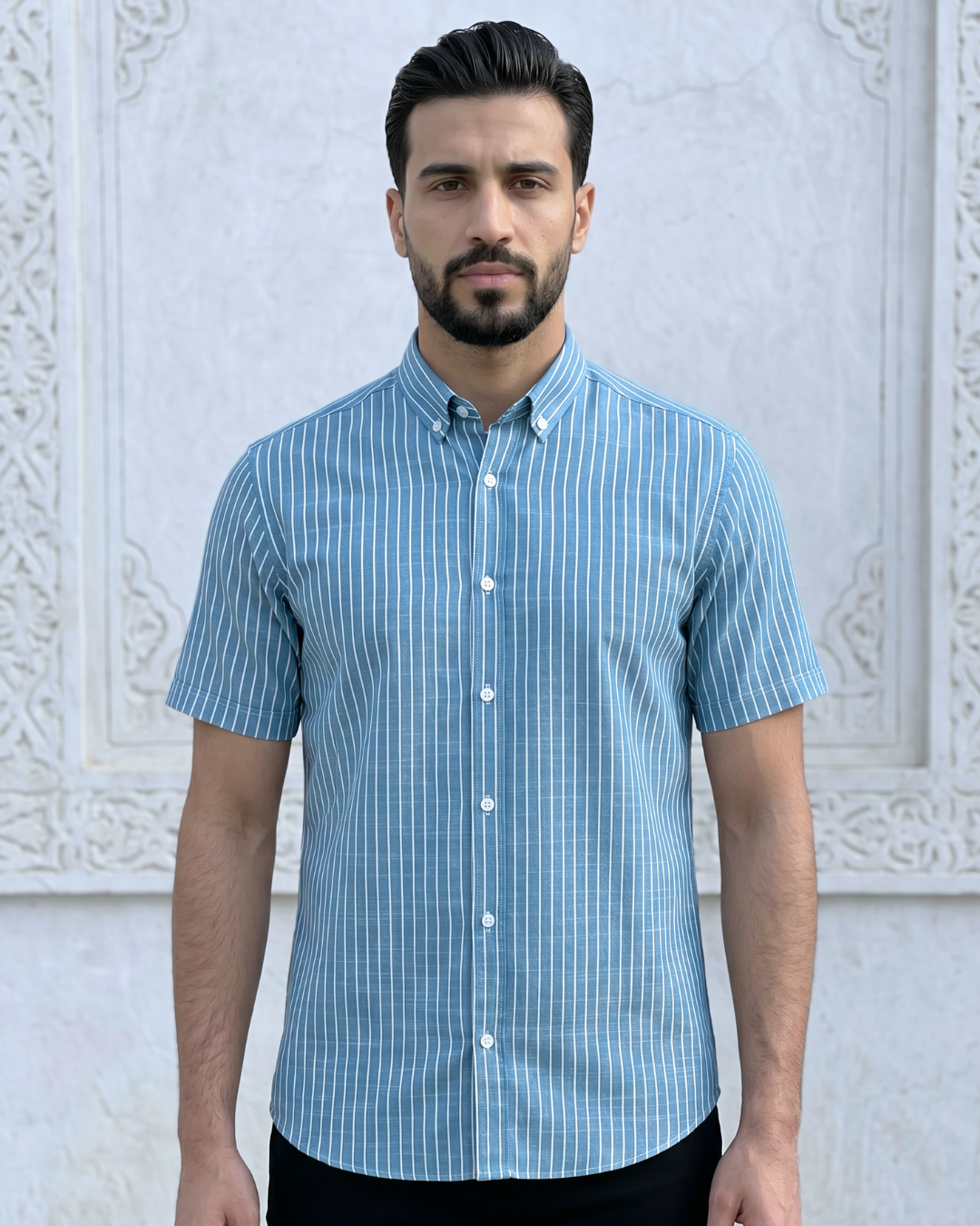 Chemise Lin Homme Bleu Turquoise 2 Chemise Lin Homme Bleu Turquoise – Image 2