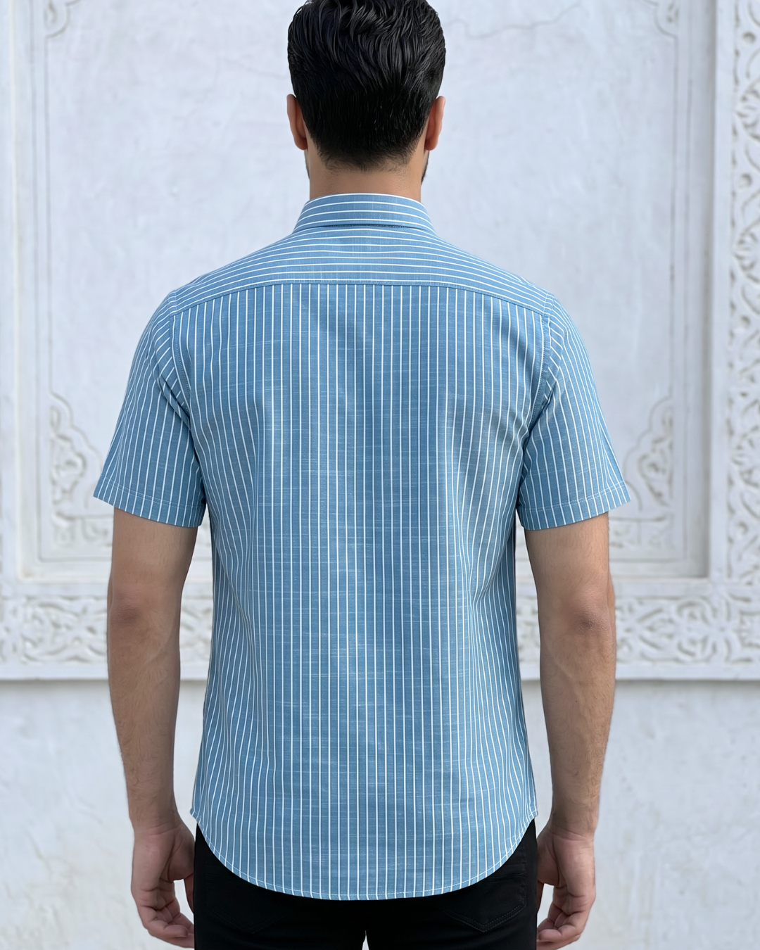 Chemise Lin Homme Bleu Turquoise 3 Chemise Lin Homme Bleu Turquoise – Image 3