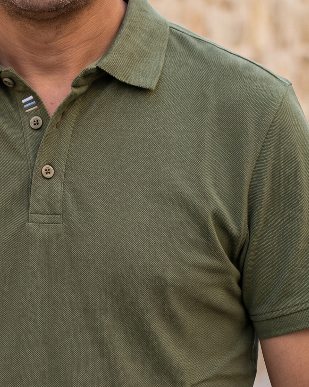 Polo Coton piqué Vert Olive 3 Polo Coton piqué Vert Olive – Image 3