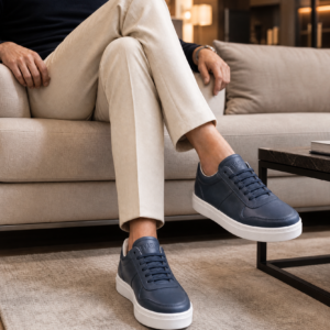 Chaussures sport en Cuir Bleu Marine