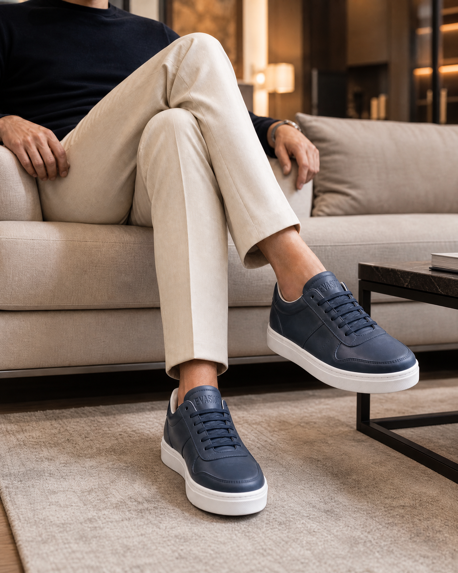 Chaussures sport en Cuir Bleu Marine 1 Chaussures sport en Cuir Bleu Marine