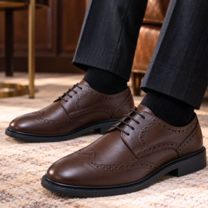 Derby Brogue Marron porté