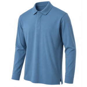 Polo bleu poignets de chemise