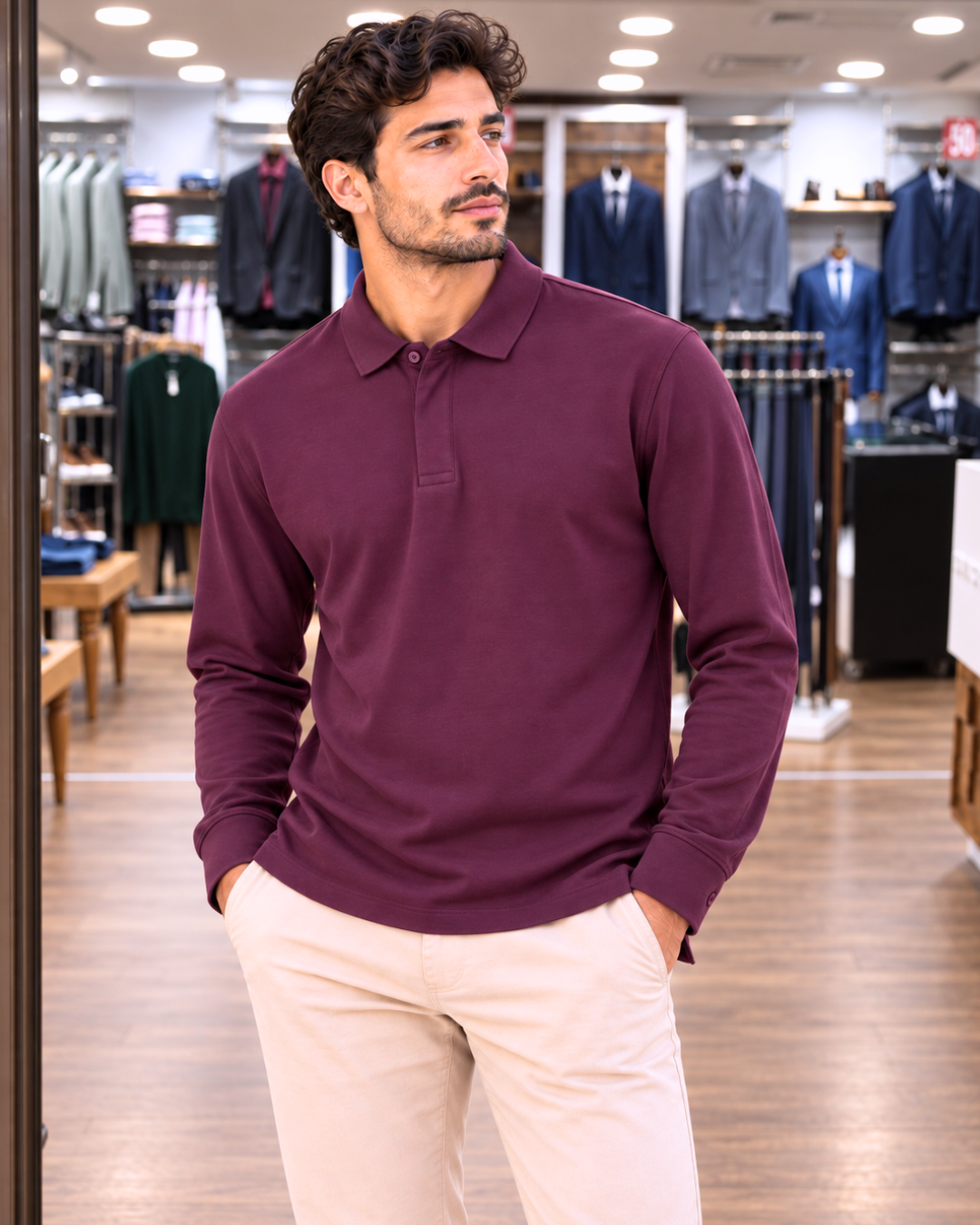 Polo Aubergine Poignets de Chemise 7 Polo Aubergine Poignets de Chemise – Image 7